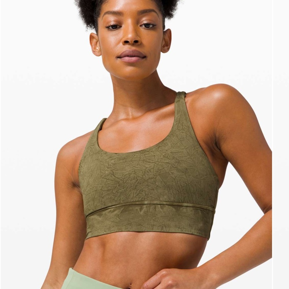 Lululemon Energy Bra Long Line *Ice Wash Moss Green
